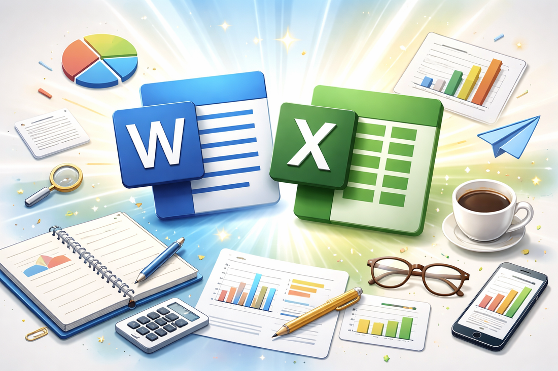 ワードやエクセルを使っているノートパソコン画面