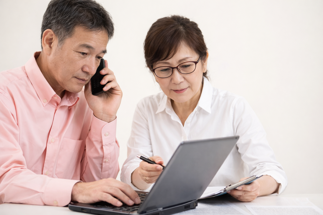 パソコンの悩みを講師に相談している大人の様子