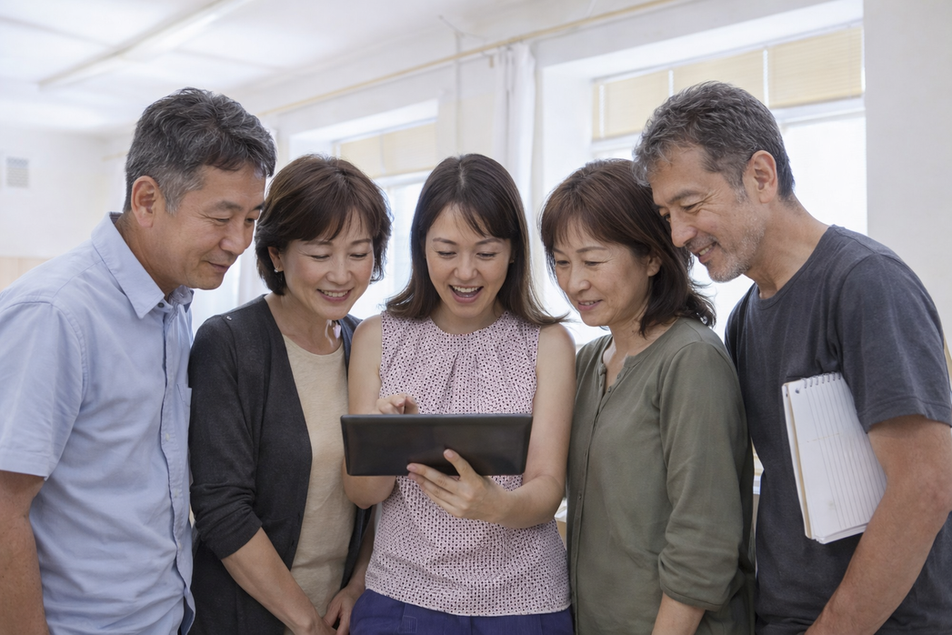 講師が受講生の話に耳を傾けている様子